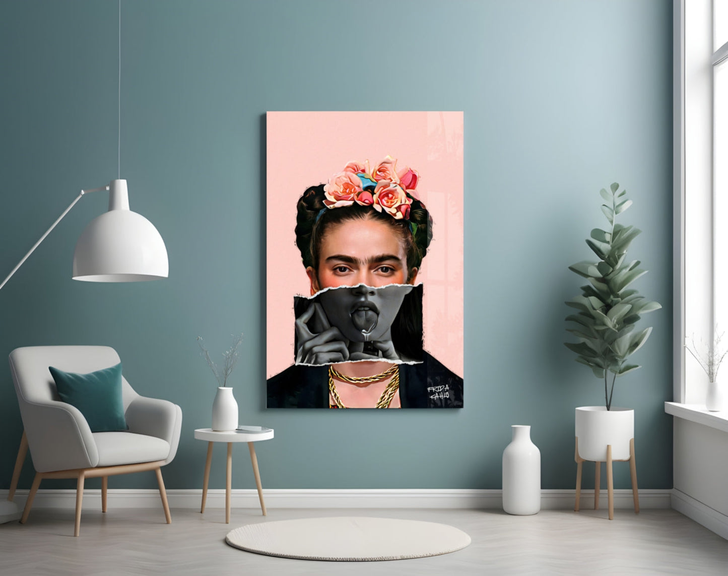 Contemporary Kahlo Glass Wall Art || Designer Collection