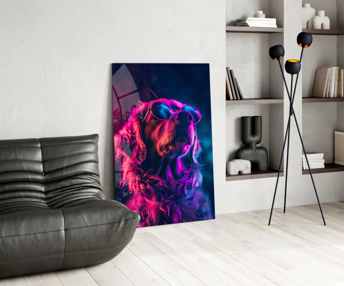 Dog with Glasses Glass Wall Art || Designer Collection