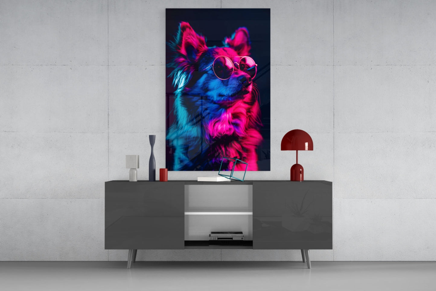 Dog with Glasses Glass Wall Art || Designer Collection