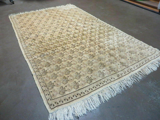 5' X 8' Antique Handmade Turkish Oushak Wool Rug Carpet Organic Dyes Beige Ivory Vintage Bohemian Boho Home Décor