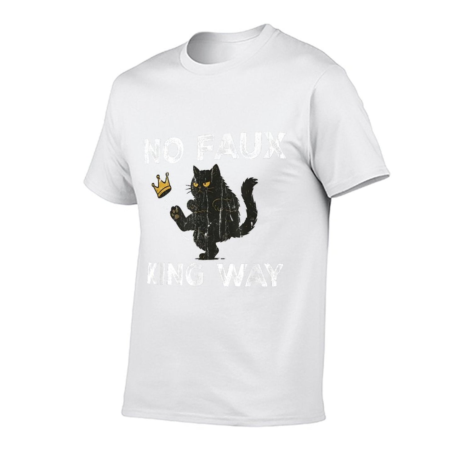 No Faux King Way, No Kings In America, Funny Black Cat  Cotton T-Shirt