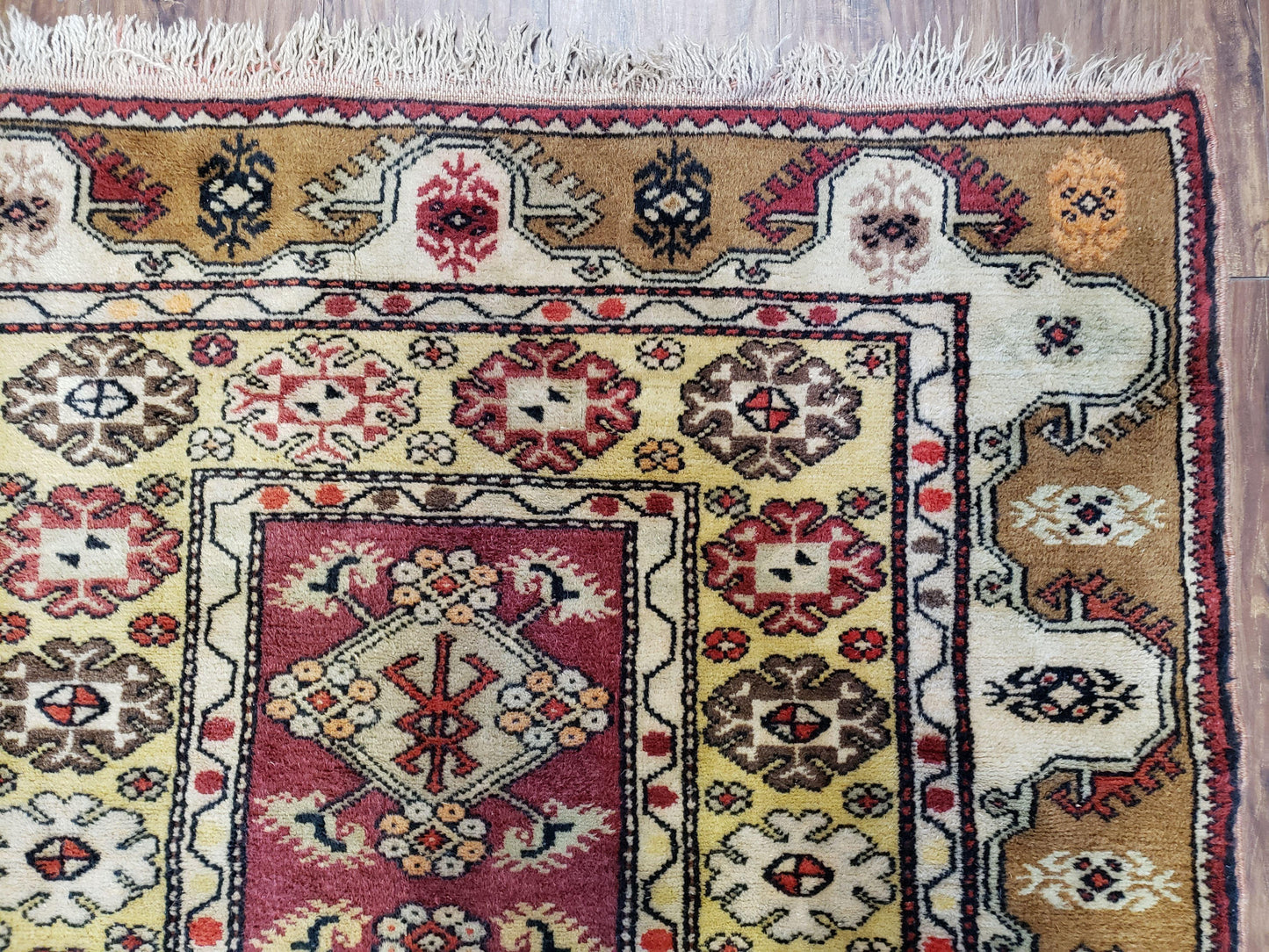 Turkish Caucasian Rug 4x7, Wool Turkish Talish Carpet, Geometric Rug