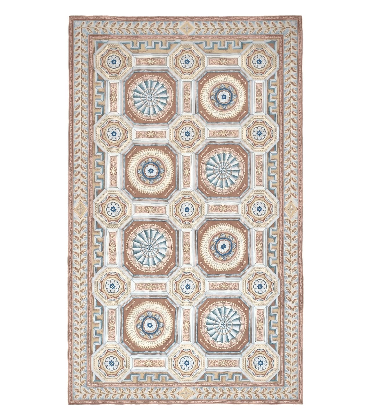 New Chinese Needlepoint Rug 8x14 - 9x14, French European Panel Design, Elegant Dining Room Rug, Flatweave Hand Woven Carpet, Handmade, Wool