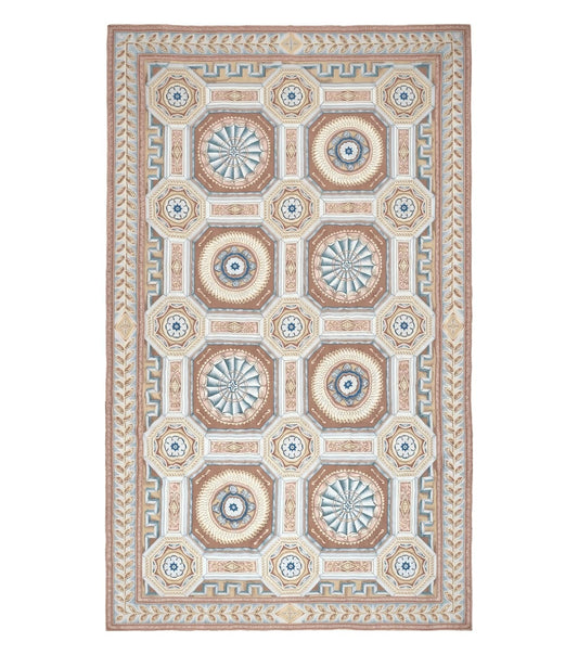 New Chinese Needlepoint Rug 8x14 - 9x14, French European Panel Design, Elegant Dining Room Rug, Flatweave Hand Woven Carpet, Handmade, Wool