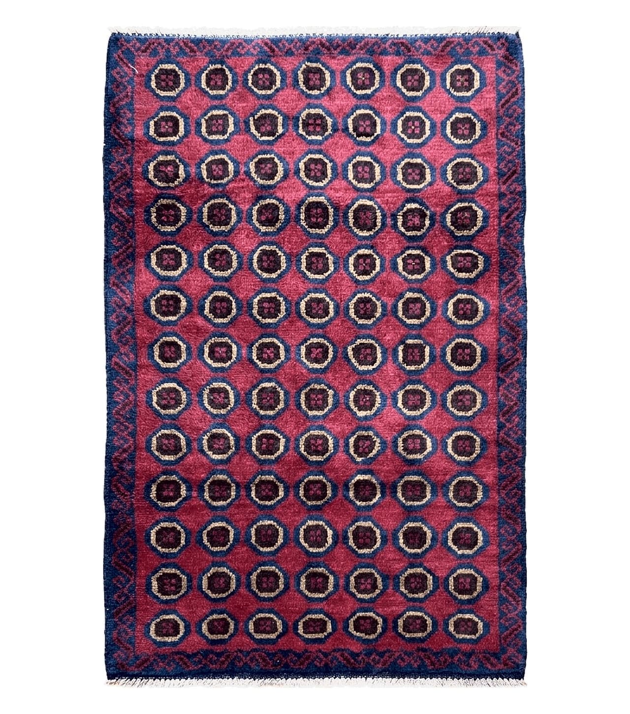 3'X 4'8" Vintage Handmade Tribal Wool Rug Balouchi Rug Afghan Rug Red Beige Blue