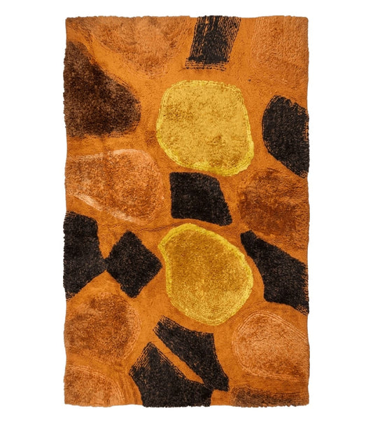 4' X 6' Modern Handmade Hooked Rug Wool Abstract Nice