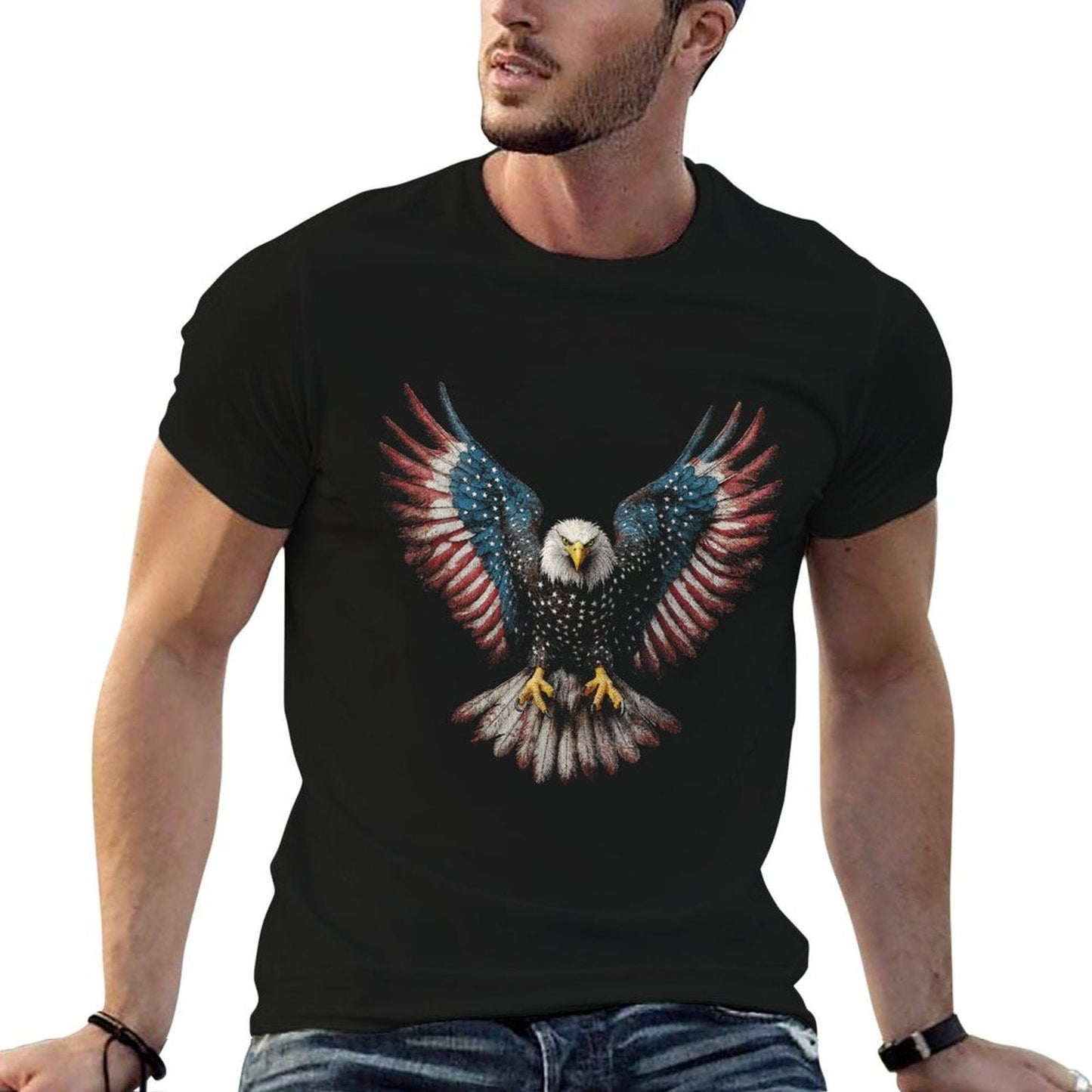American Bald Eagle 4th of July USA Patriotic Men Women  Cotton T-Shirt