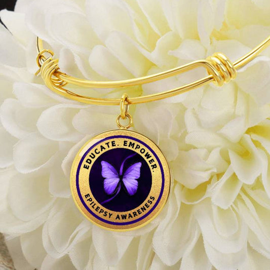 Educate, Advocate, Empower — Gold Epilepsy Awareness Pendant