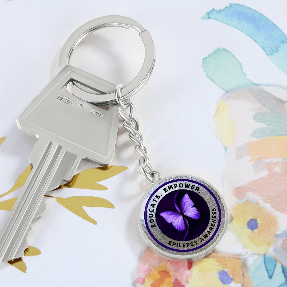 Educate. Empower. Epilepsy Awareness Keychain (Silver Edition)