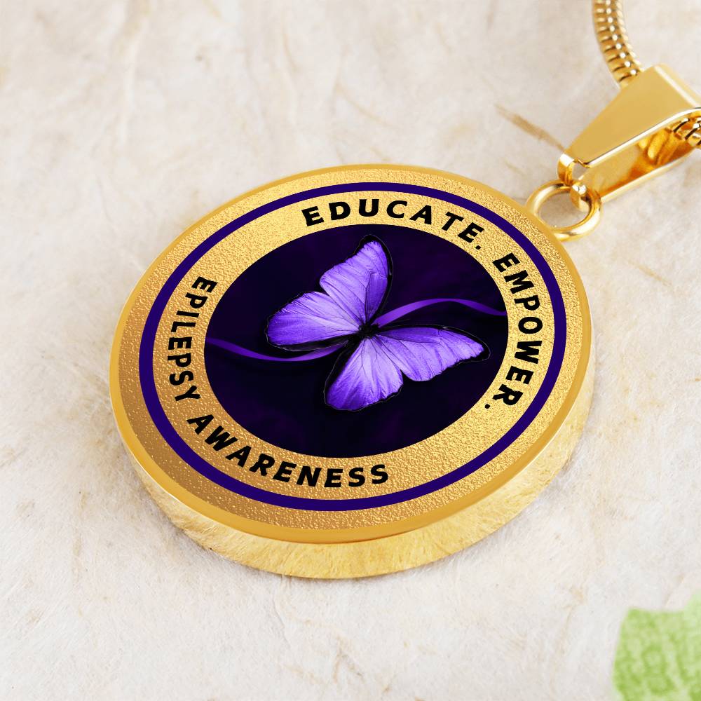 Educate, Advocate, Empower — Gold Epilepsy Awareness Necklace