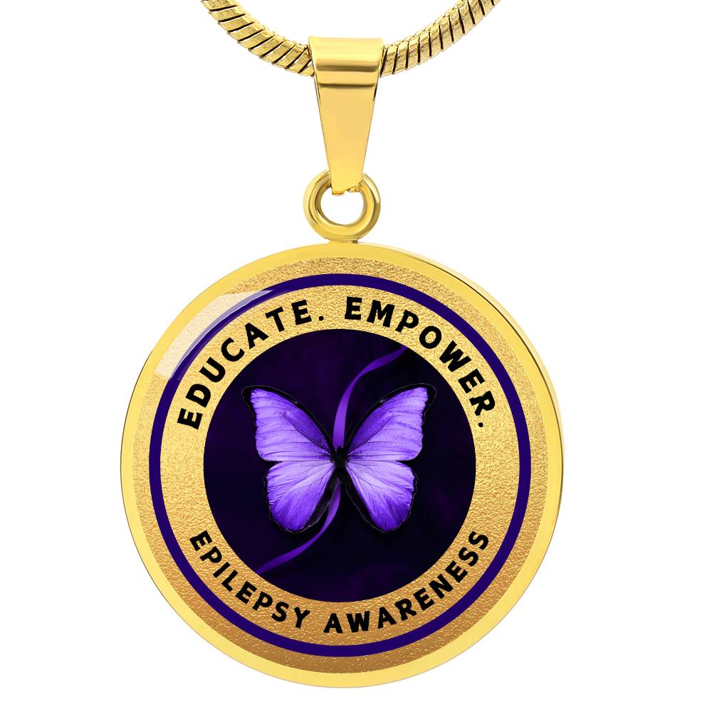 Educate, Advocate, Empower — Gold Epilepsy Awareness Necklace