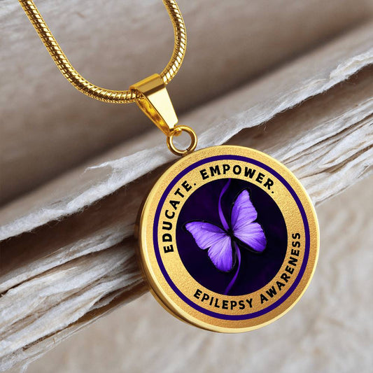 Educate, Advocate, Empower — Gold Epilepsy Awareness Necklace