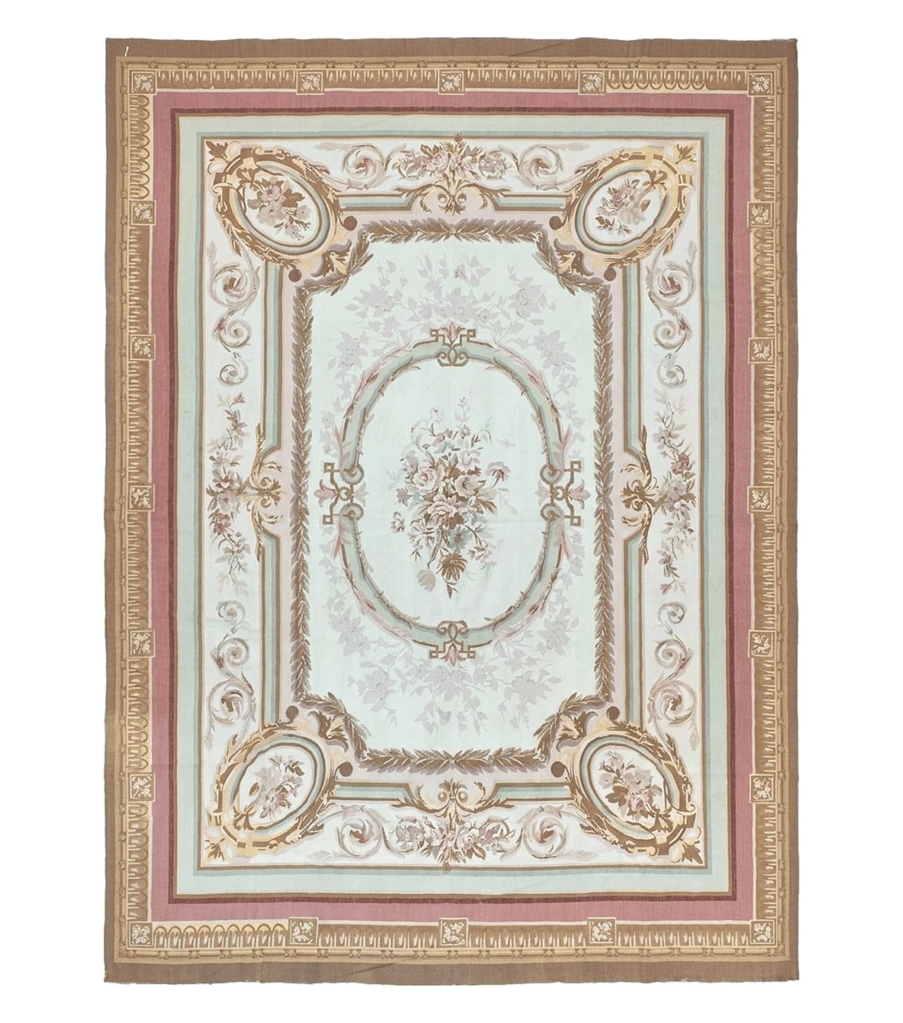 Large Aubusson Rug 11x15, Oversized Gallery Palace Size Flatweave Savonnerie Carpet 11 x 15 ft, Wool Handmade Vintage Elegant European