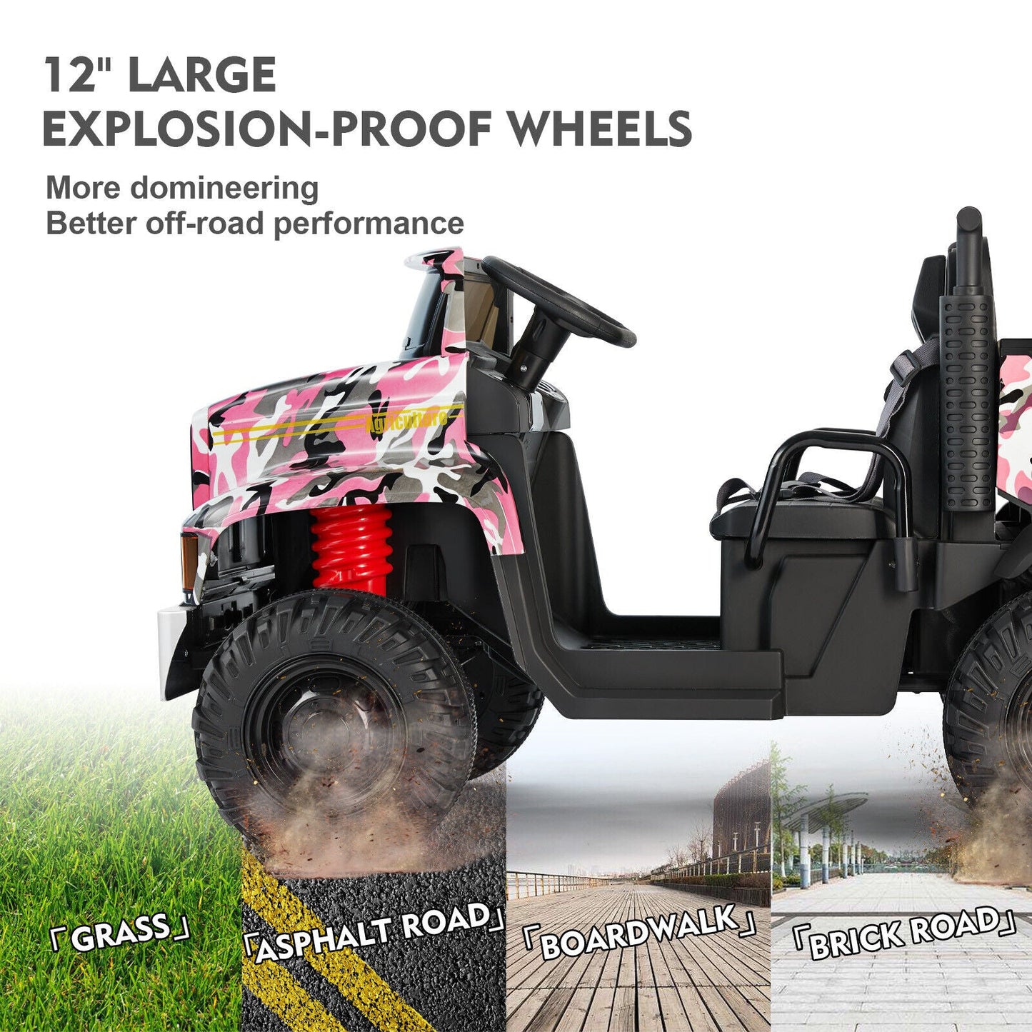Electric 2-Seater Kids Ride On Truck Tractor with Trailer and Remote Control - 3 Speeds, Pink