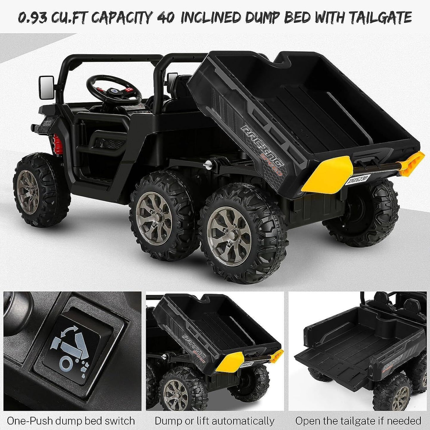 Electric 2 Seater Ride On Car with Dump Trailer - 24V Battery Powered 4WD Toy Tractor