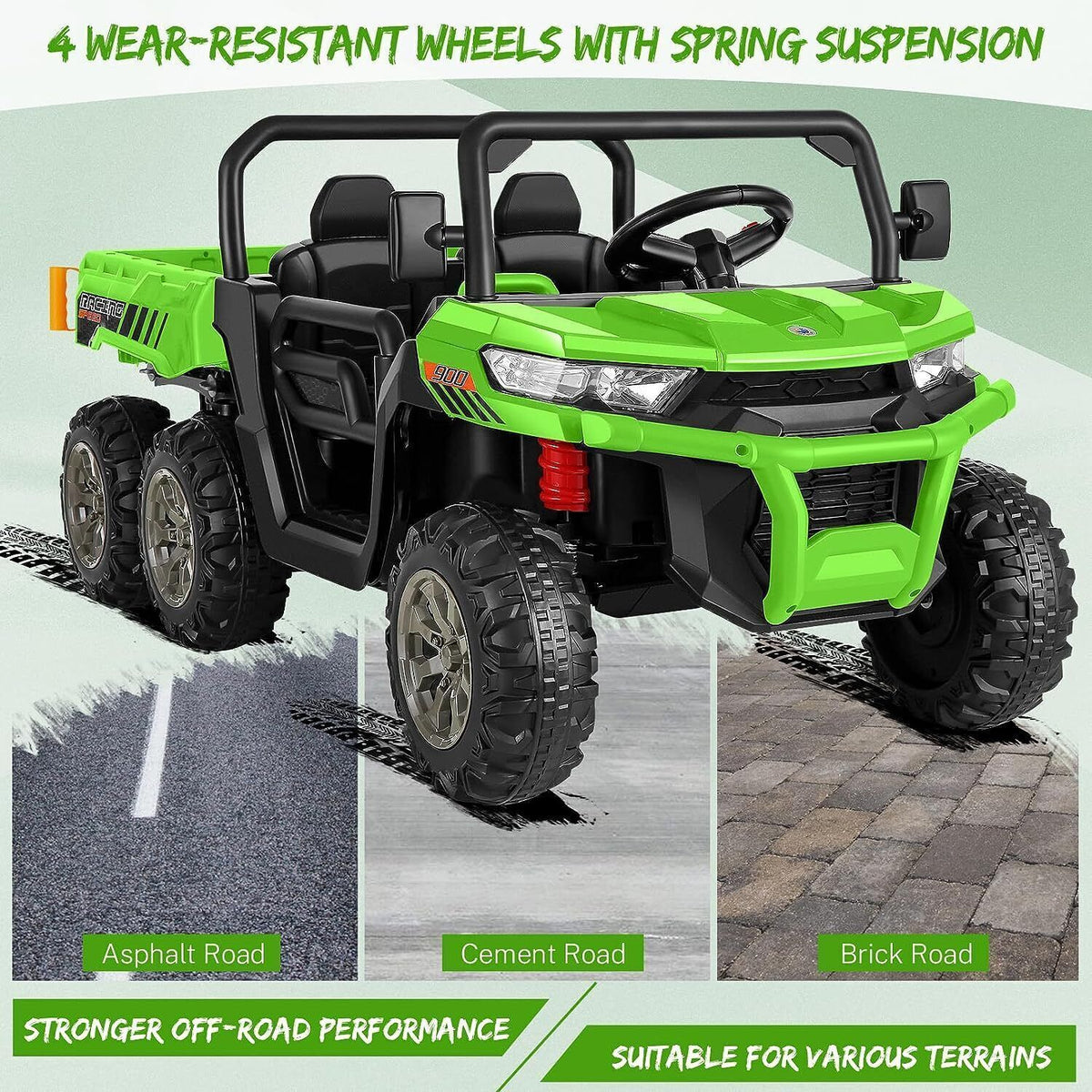 Electric 2 Seater Ride On Car with Dump Trailer - 24V Battery Powered 4WD Toy Tractor