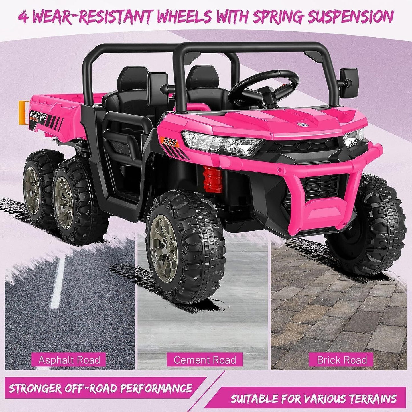 Electric 2 Seater Ride On Car with Dump Trailer - 24V Battery Powered 4WD Toy Tractor