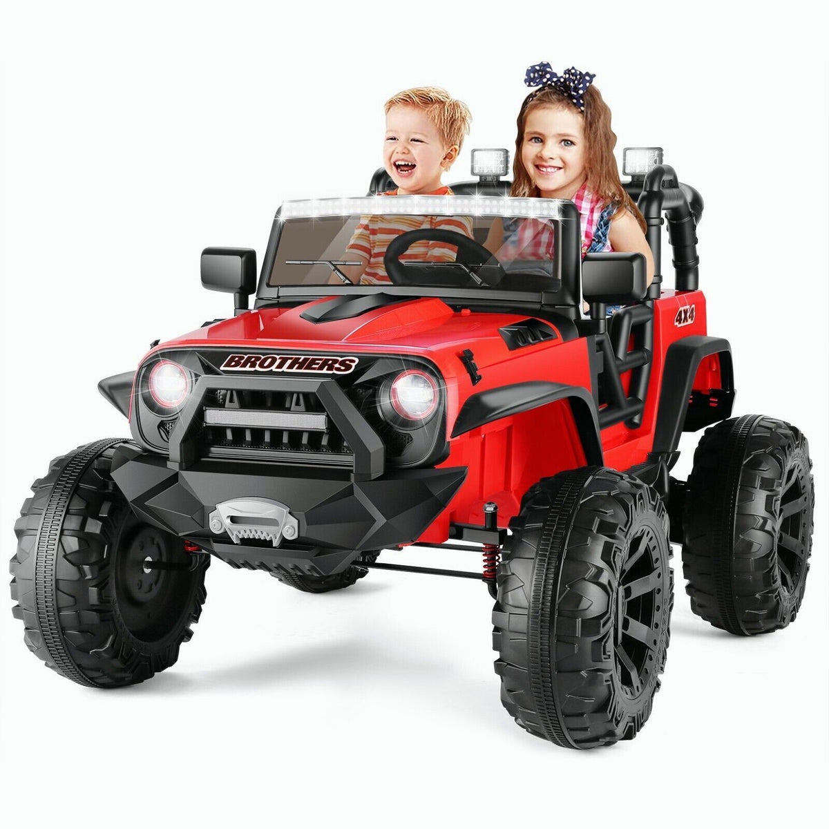 Electric 24V Kids Ride on Car Truck Jeep with MP3 Player, LED Lights, and Remote Control - Seats 2