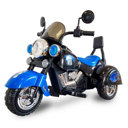 12V Electric Kids Dirt Bike with Training Wheels - Blue Motorbike for Young Riders