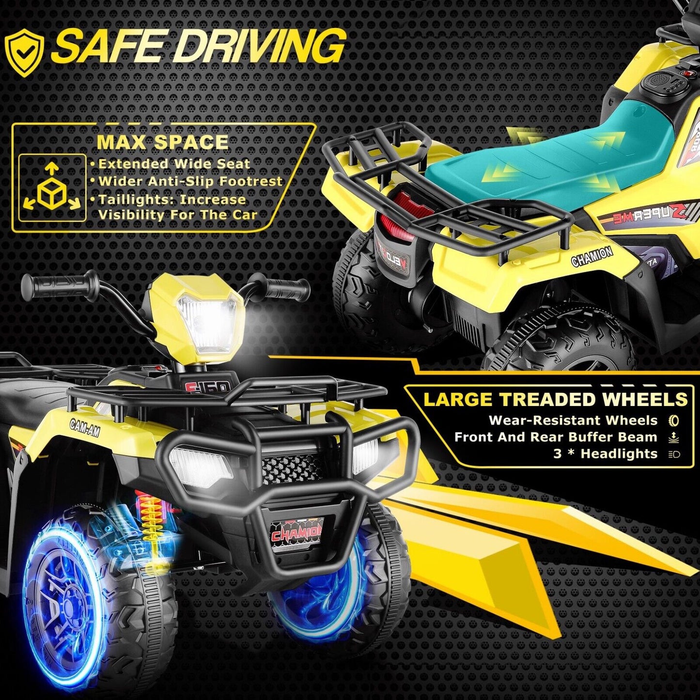 Electric 4-Wheeler Kids Ride on Car with LED Lights and MP3 Player - 12V 40W Battery-Powered ATV for Kids