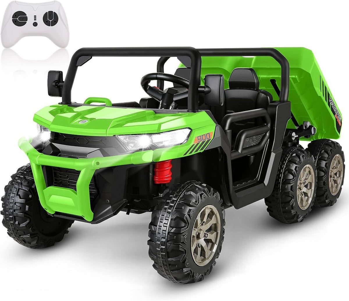 Electric 4WD Toy Tractor with Dump Trailer for 2 Kids - 24V Battery Powered Ride-On Car