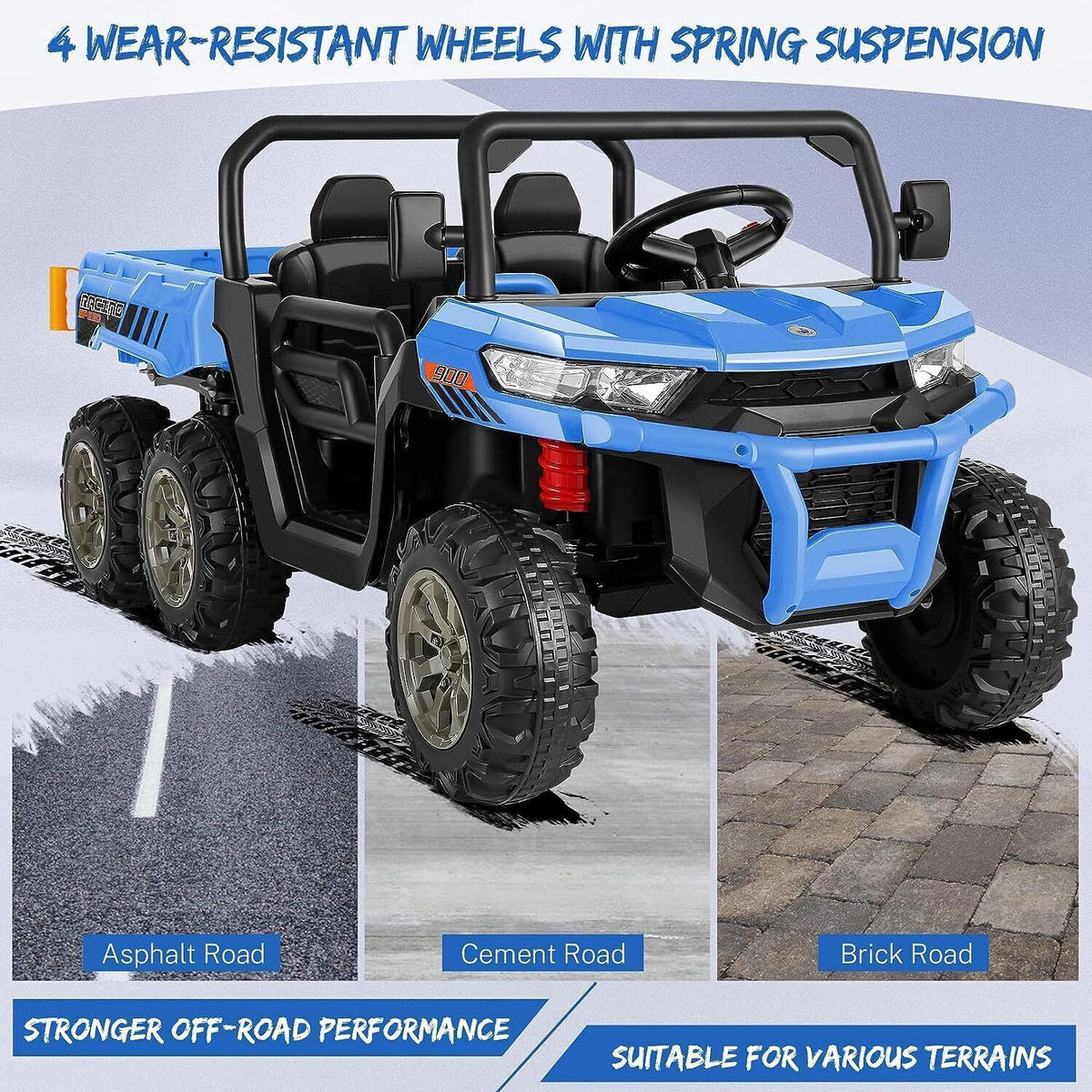 Electric 4WD Toy Tractor with Dump Trailer for 2 Kids - 24V Battery Powered Ride-On Car