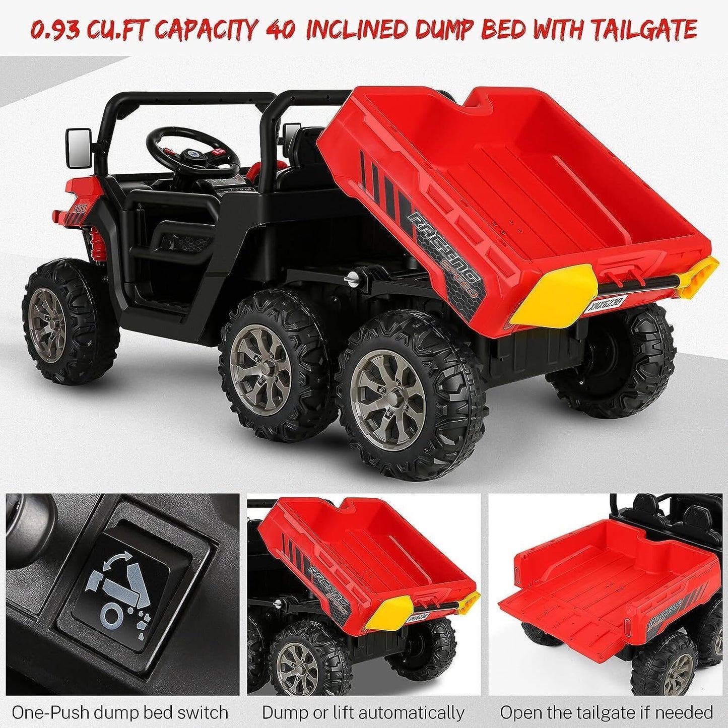 Electric 4WD Toy Tractor with Dump Trailer for 2 Kids - 24V Battery Powered Ride-On Car
