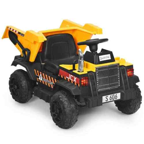 Electric Dump Truck RC Construction Vehicle for Kids - 12V Battery Powered Tractor with Functional Bucket