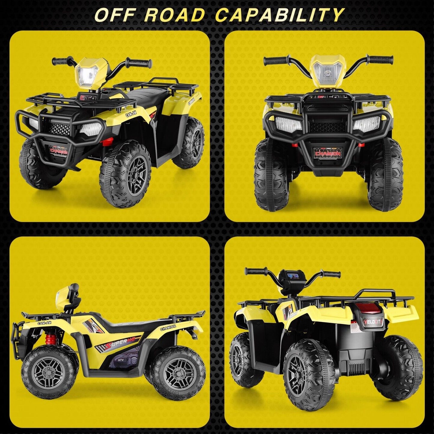 Electric Kids ATV Ride On Car with Music, LED Lights, and USB - Black Quad 4-Wheeler