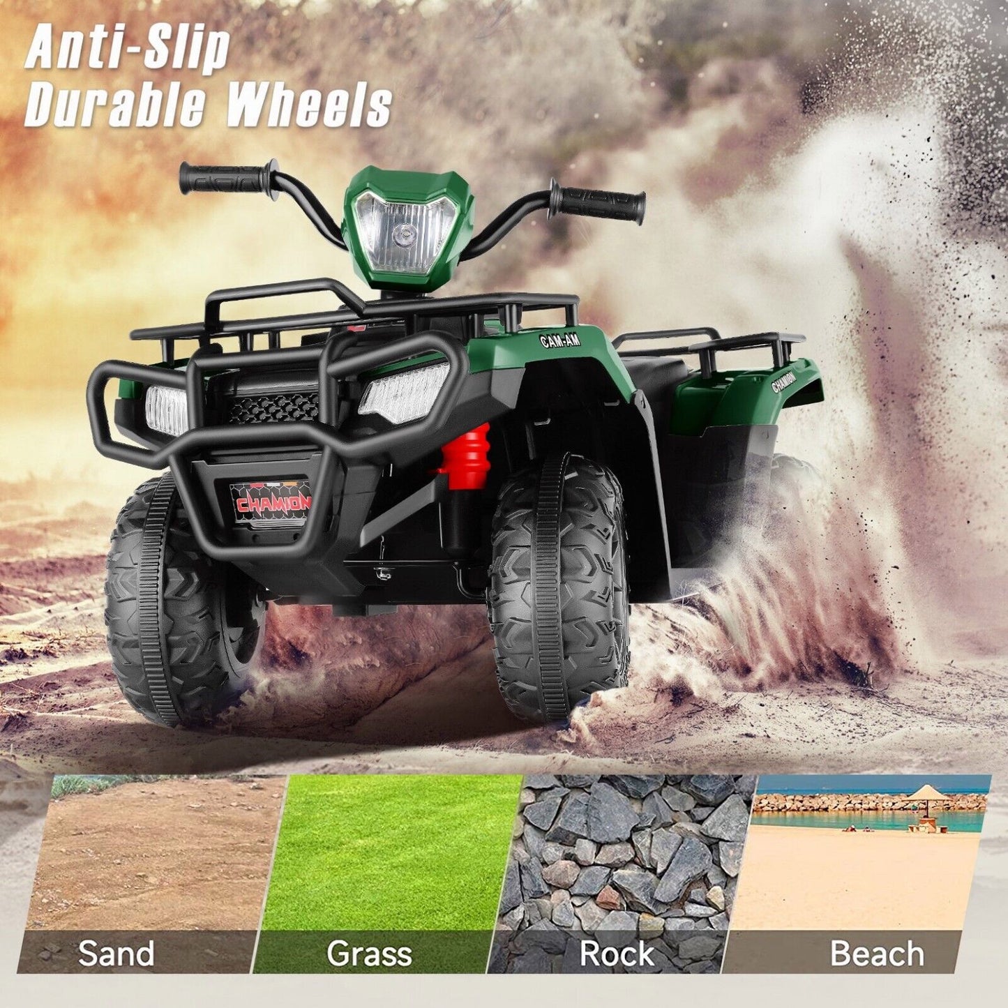 Electric Kids ATV Ride On Car with Music, LED Lights, and USB - Black Quad 4-Wheeler