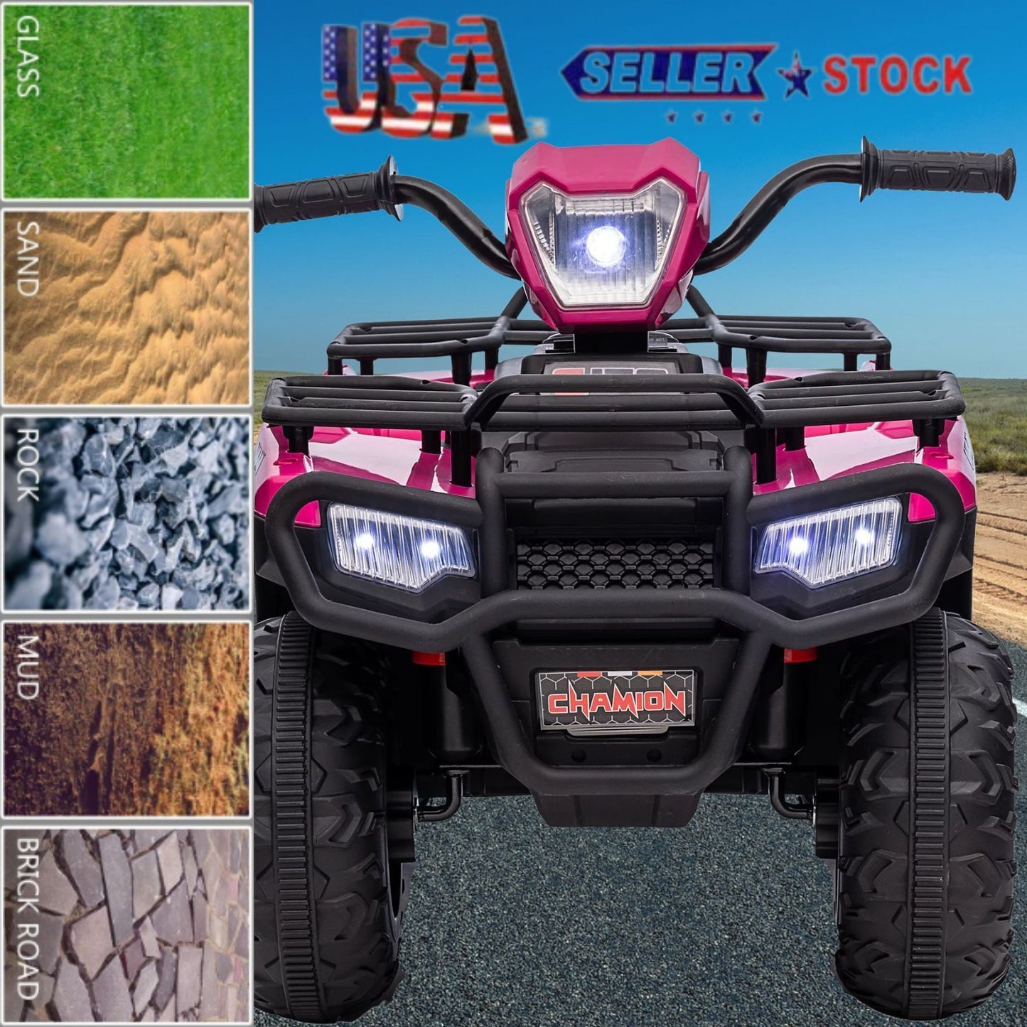 Electric 4-Wheeler Quad for Kids with Music, LED Lights, and AUX Port - 12V Ride On ATV