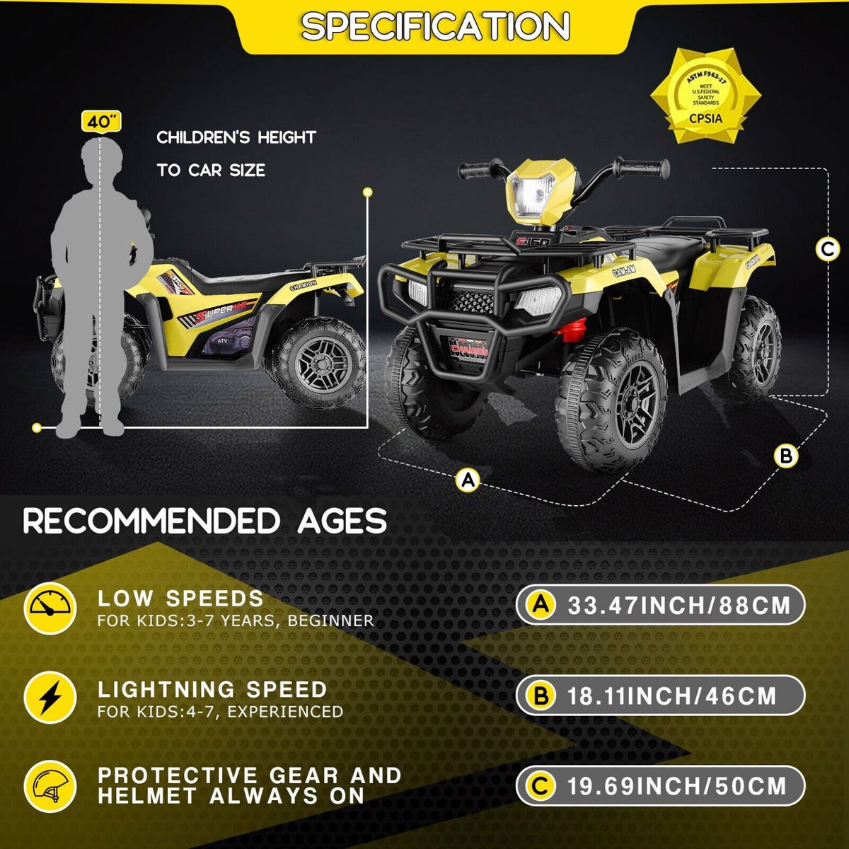 Electric Kids ATV Ride On Car with Music, LED Lights, and USB Charger - 12V 4-Wheeler for Endless Fun!