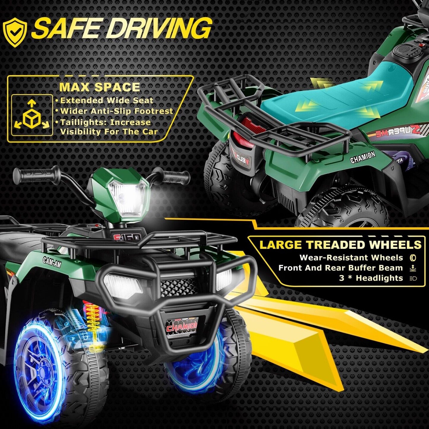 Electric Kids ATV Ride On Car with Music, LED Lights, and USB Charger - 12V 4-Wheeler for Endless Fun!