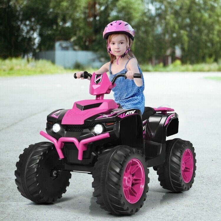 Electric Kids ATV with Manual Drive, LED Lights, and Treaded Tires - Fun Vehicle Toy for Children