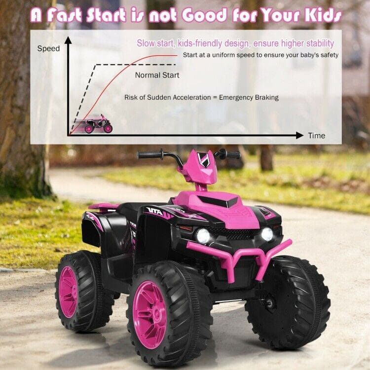 Electric Kids ATV with Manual Drive, LED Lights, and Treaded Tires - Fun Vehicle Toy for Children