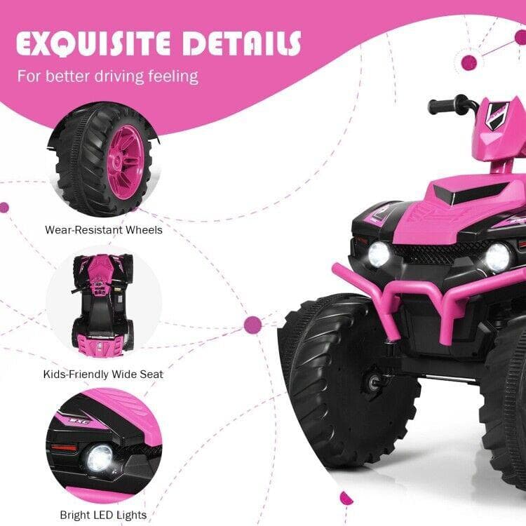 Electric Kids ATV with Manual Drive, LED Lights, and Treaded Tires - Fun Vehicle Toy for Children