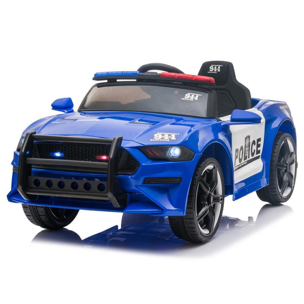 Electric Kids Police SUV Ride-On Toy Car with 2 Speeds and Music - Blue