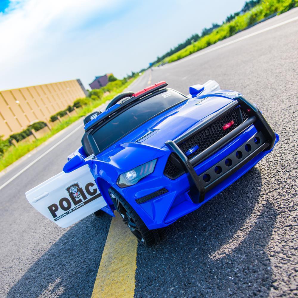 Electric Kids Police SUV Ride-On Toy Car with 2 Speeds and Music - Blue