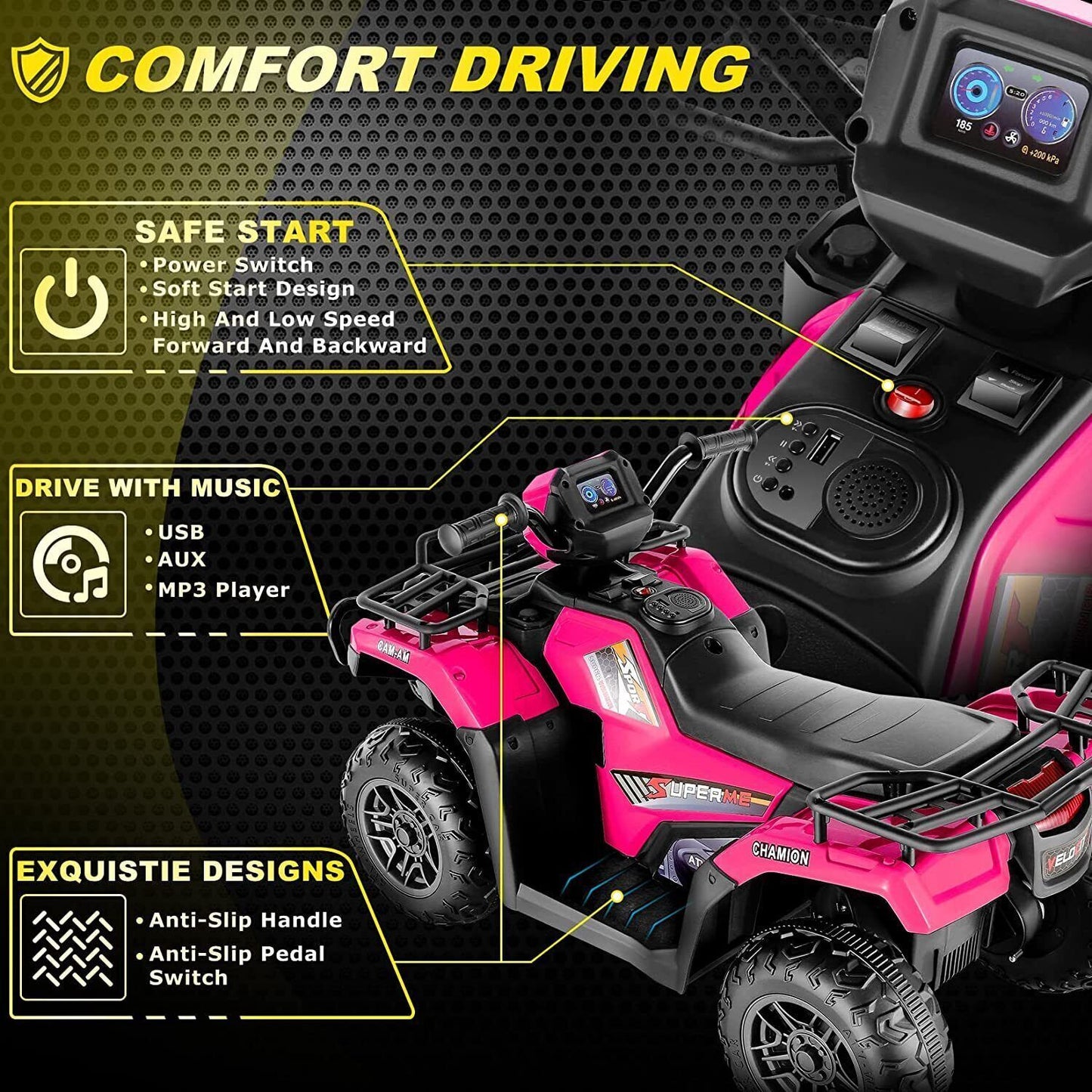 Electric Kids Ride On ATV 4-Wheeler Quad with Music and LED Lights - Perfect Gift for Children