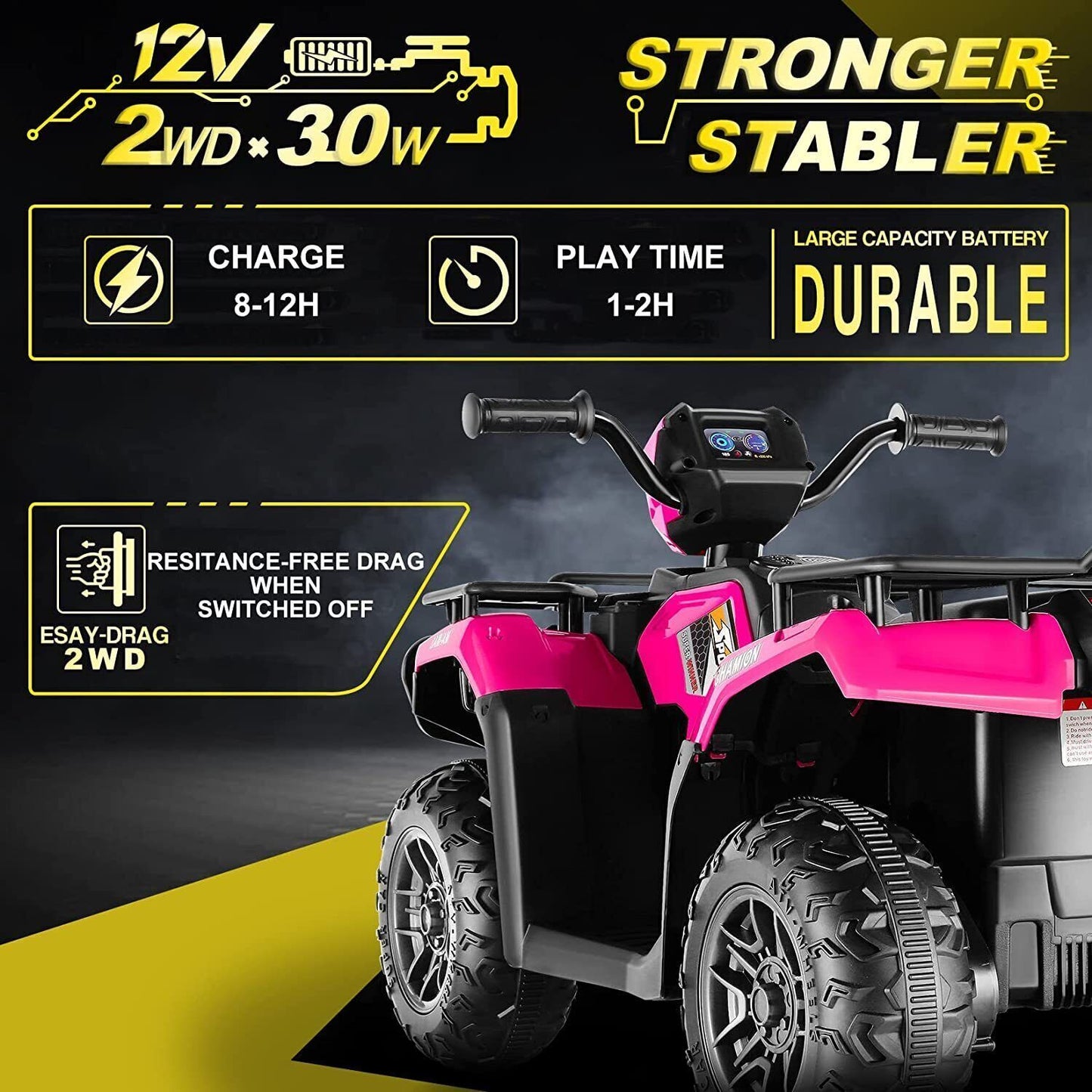 Electric Kids Ride On ATV 4-Wheeler Quad with Music and LED Lights - Perfect Gift for Children
