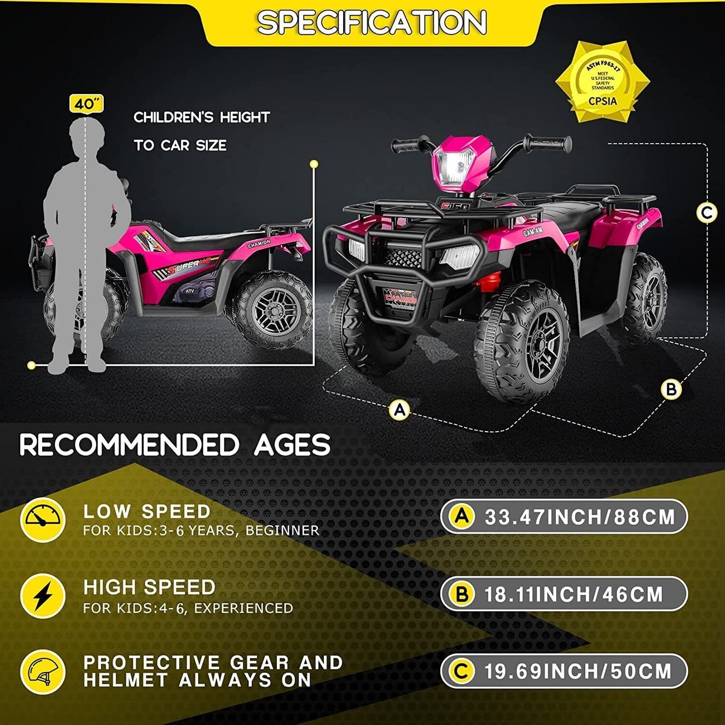 Electric Kids Ride On ATV 4-Wheeler Quad with Music and LED Lights - Perfect Gift for Children