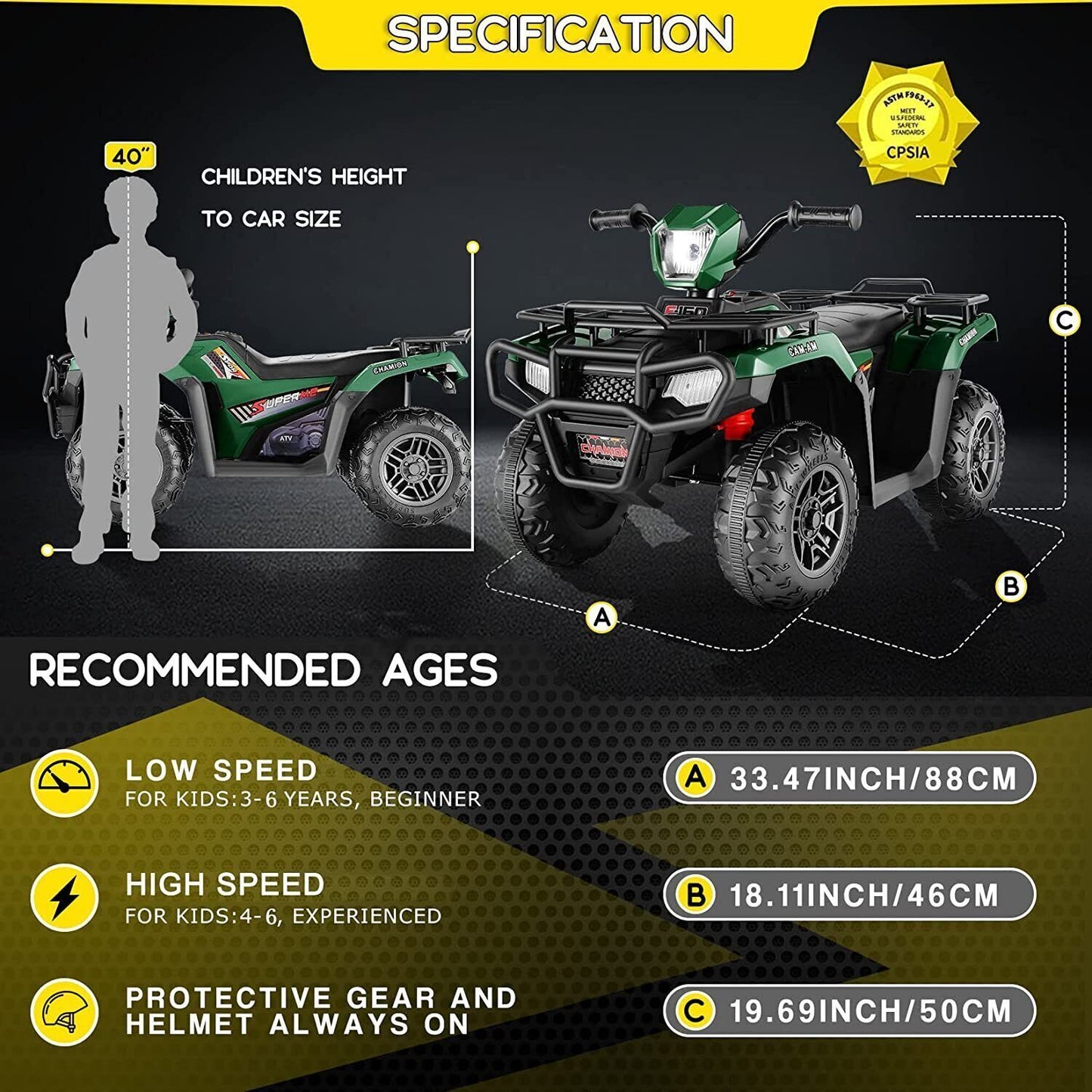 Electric Kids Ride On ATV 4-Wheeler Quad with Music and LED Lights - Perfect Gift for Children