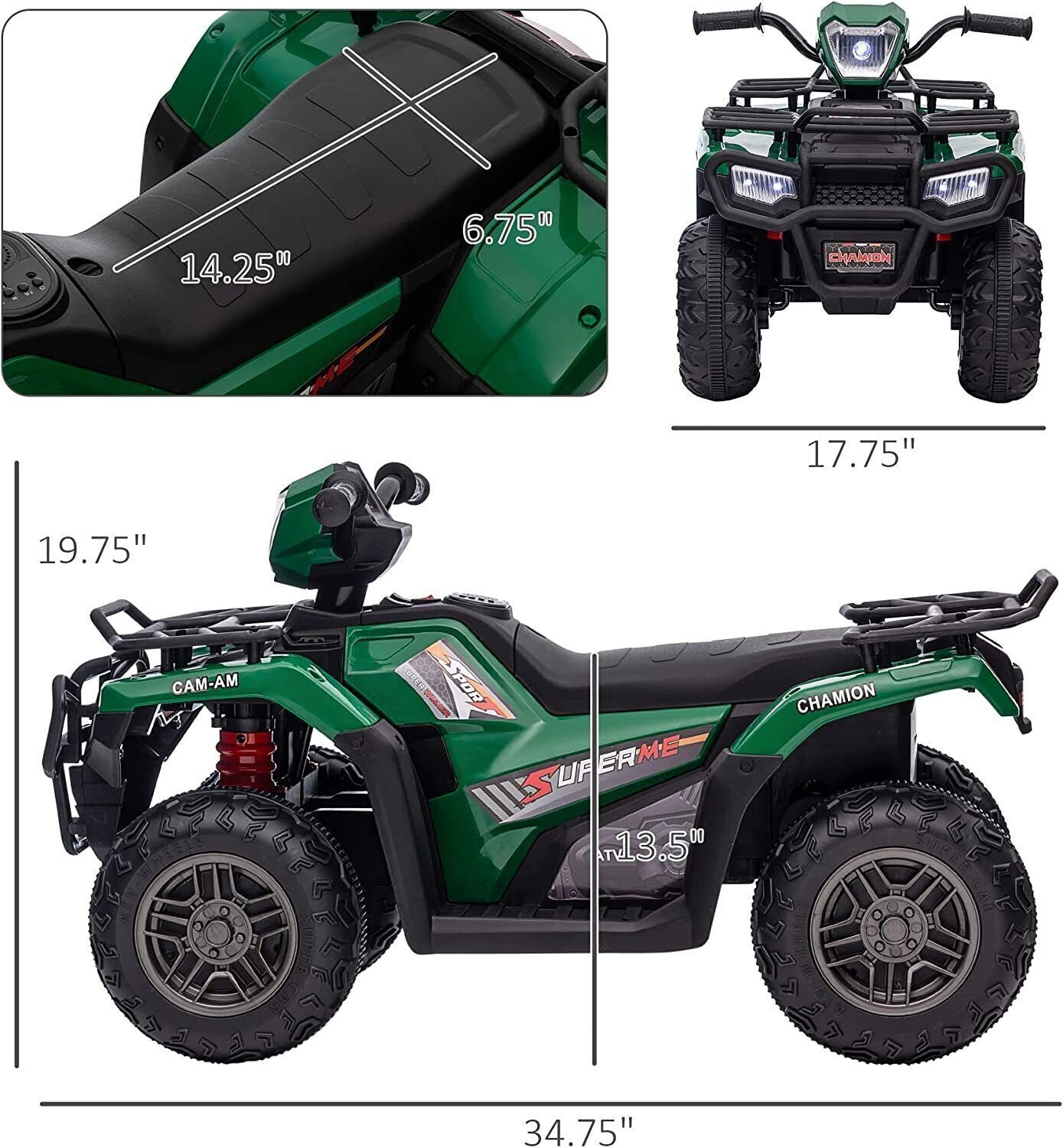 Electric Kids Ride On ATV 4-Wheeler Quad with Music and LED Lights - Perfect Gift for Children