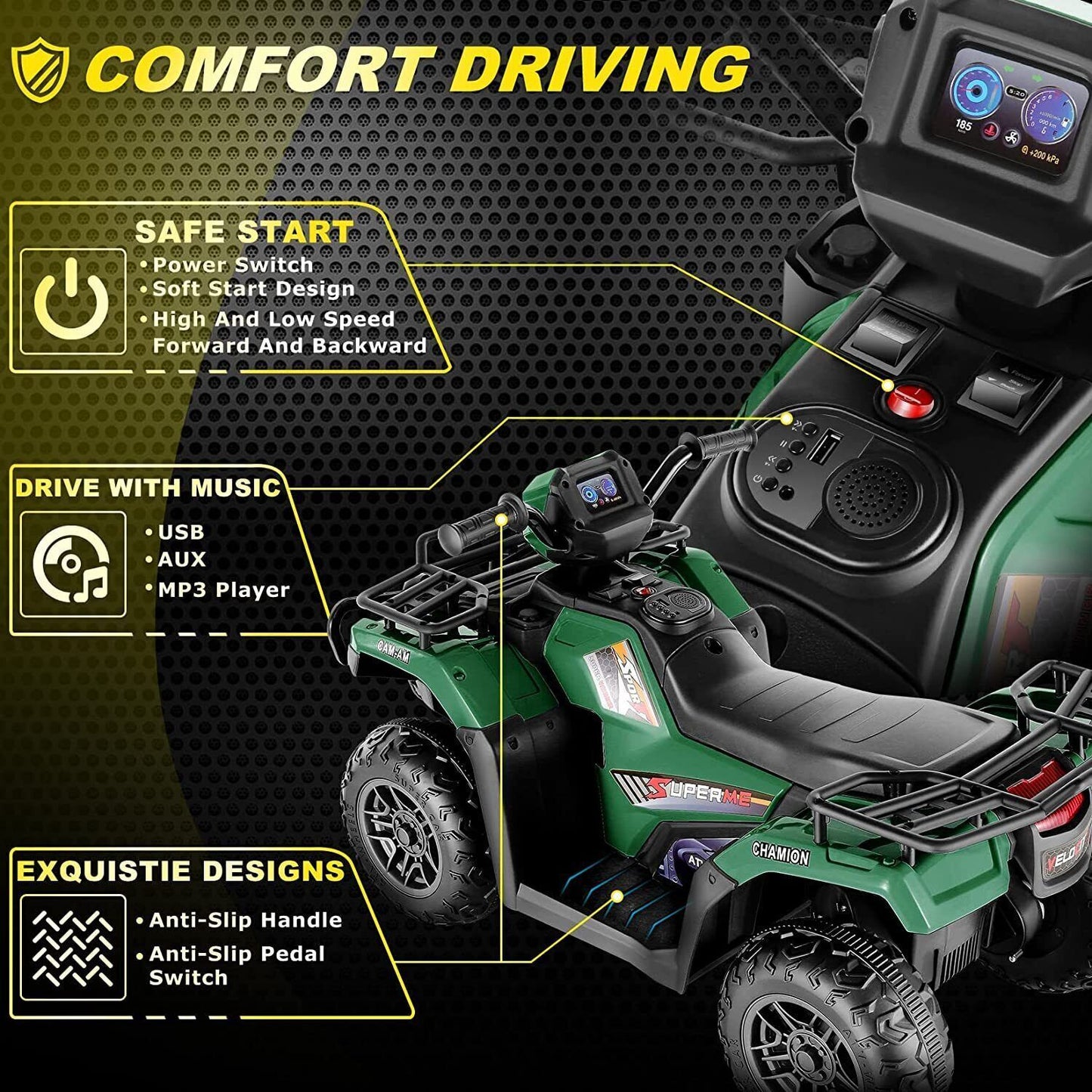 Electric Kids Ride On ATV 4-Wheeler Quad with Music and LED Lights - Perfect Gift for Children