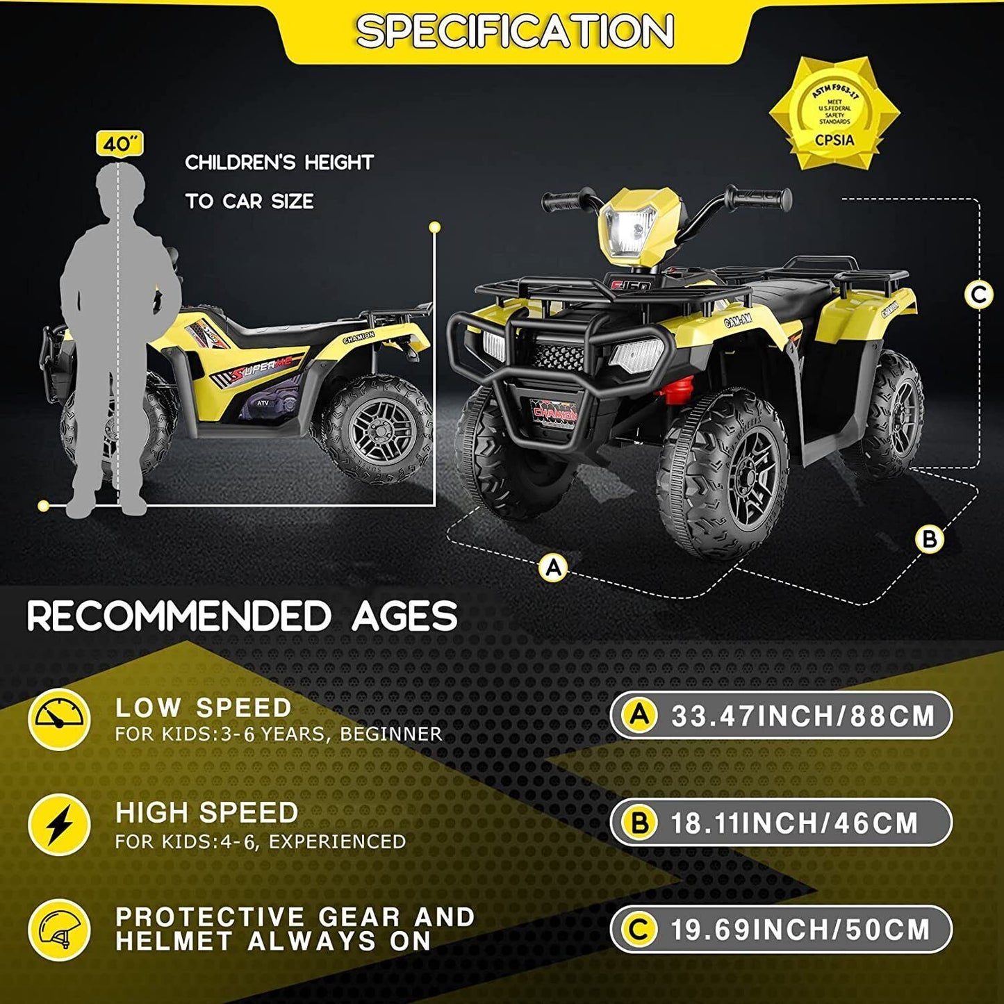 Electric Kids Ride On ATV 4-Wheeler Quad with Music and LED Lights - Perfect Gift for Children