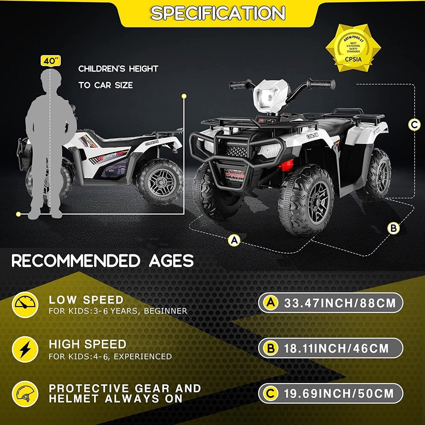 Electric Kids Ride On ATV 4-Wheeler Quad with Music and LED Lights - Perfect Gift for Children