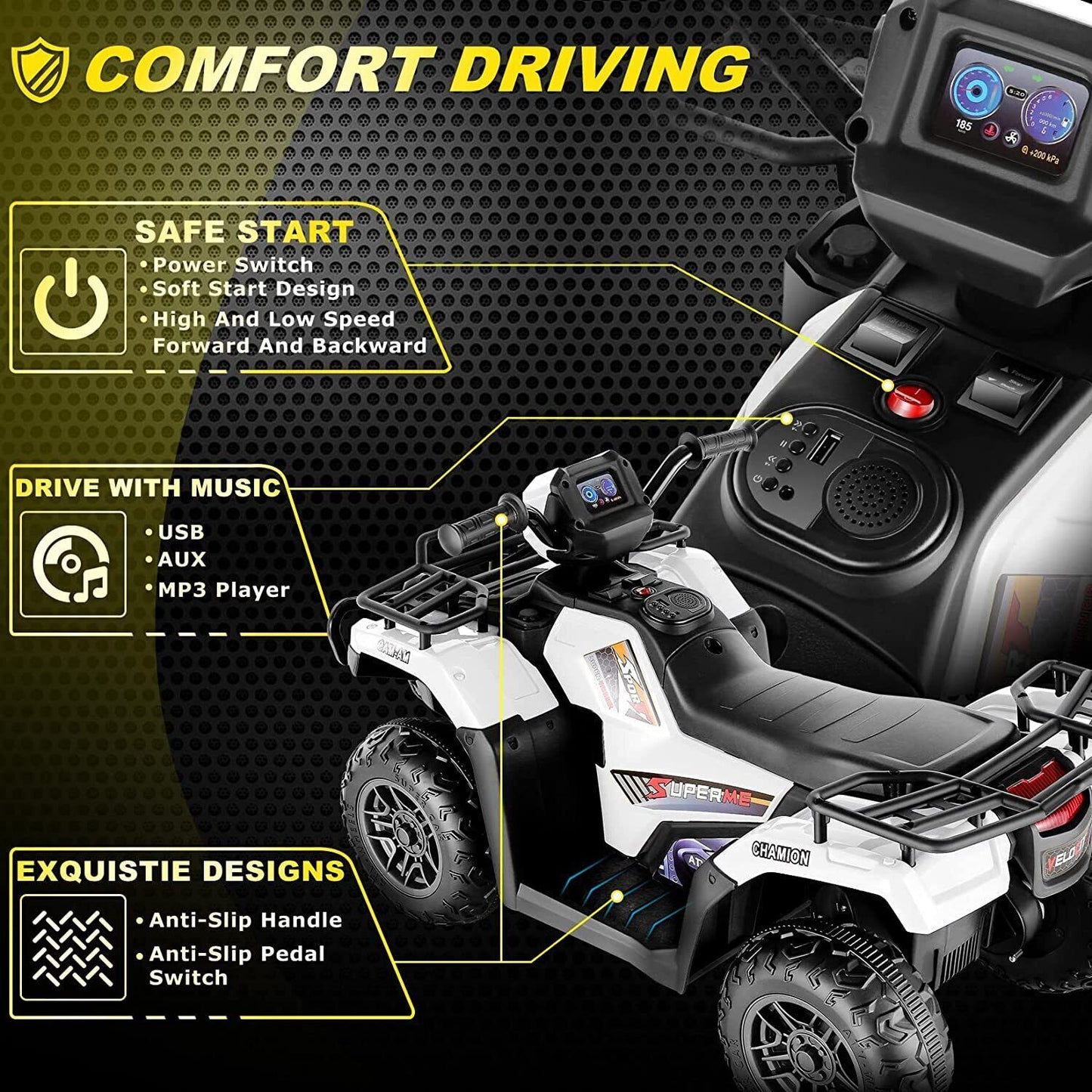 Electric Kids Ride On ATV 4-Wheeler Quad with Music and LED Lights - Perfect Gift for Children