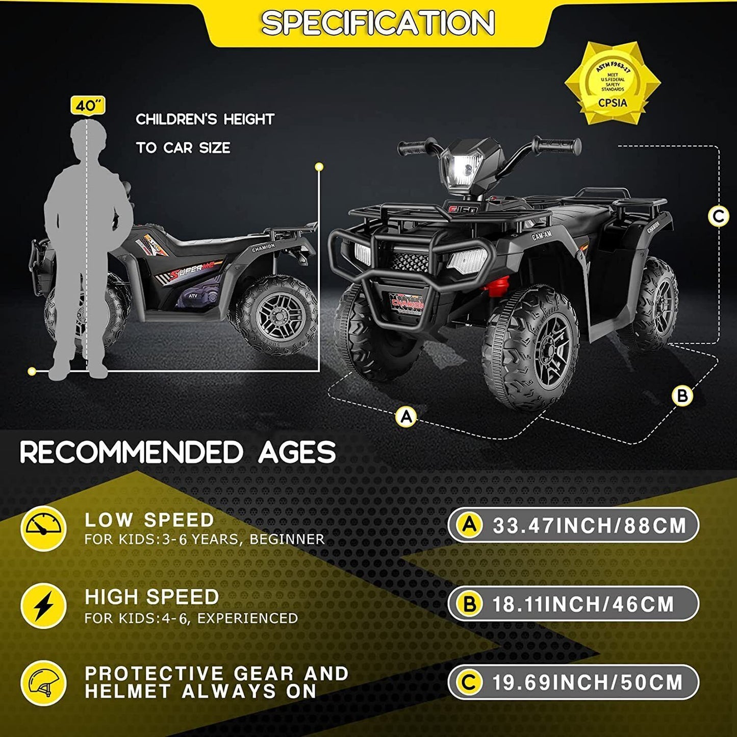 Electric Kids Ride On ATV 4-Wheeler Quad with Music and LED Lights - Perfect Gift for Kids!