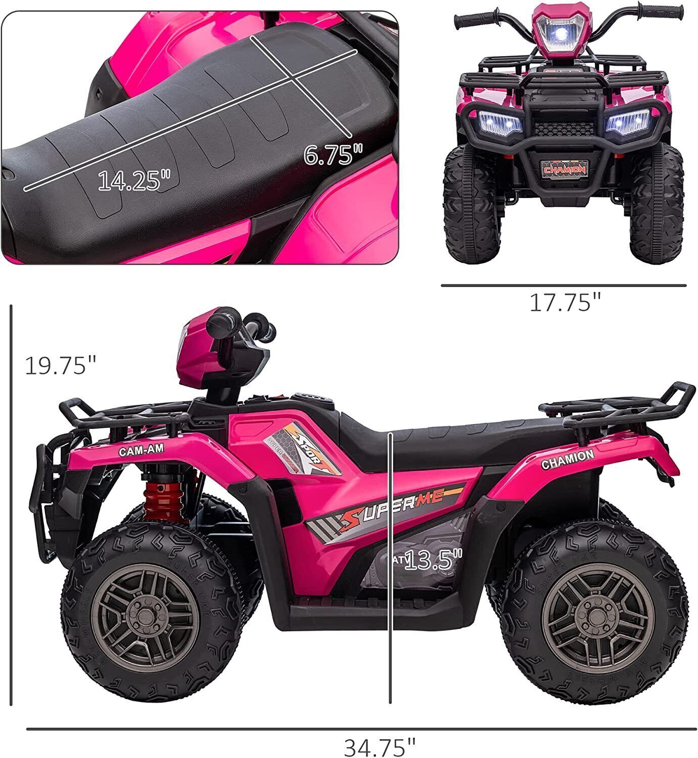 Electric Kids Ride On ATV 4-Wheeler Quad with Music and LED Lights - Perfect Gift for Kids!