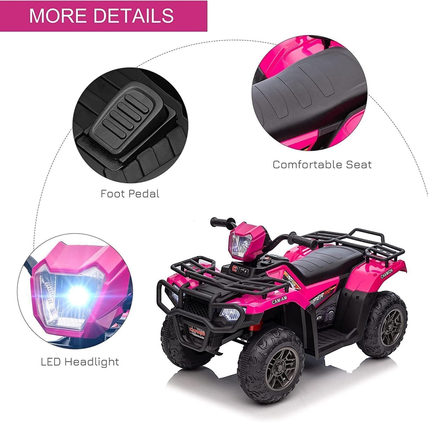Electric Kids Ride On ATV 4-Wheeler Quad with Music and LED Lights - Perfect Gift for Kids!